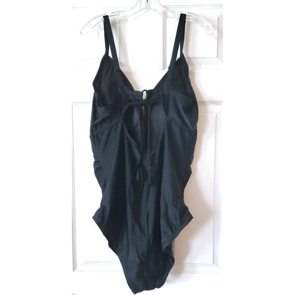 OLD NAVY ONE PIECE BLACK RUCHED SWEEMSUIT BATHING SUIT SIZE 3X PLUS NWOT - Picture 3 of 6